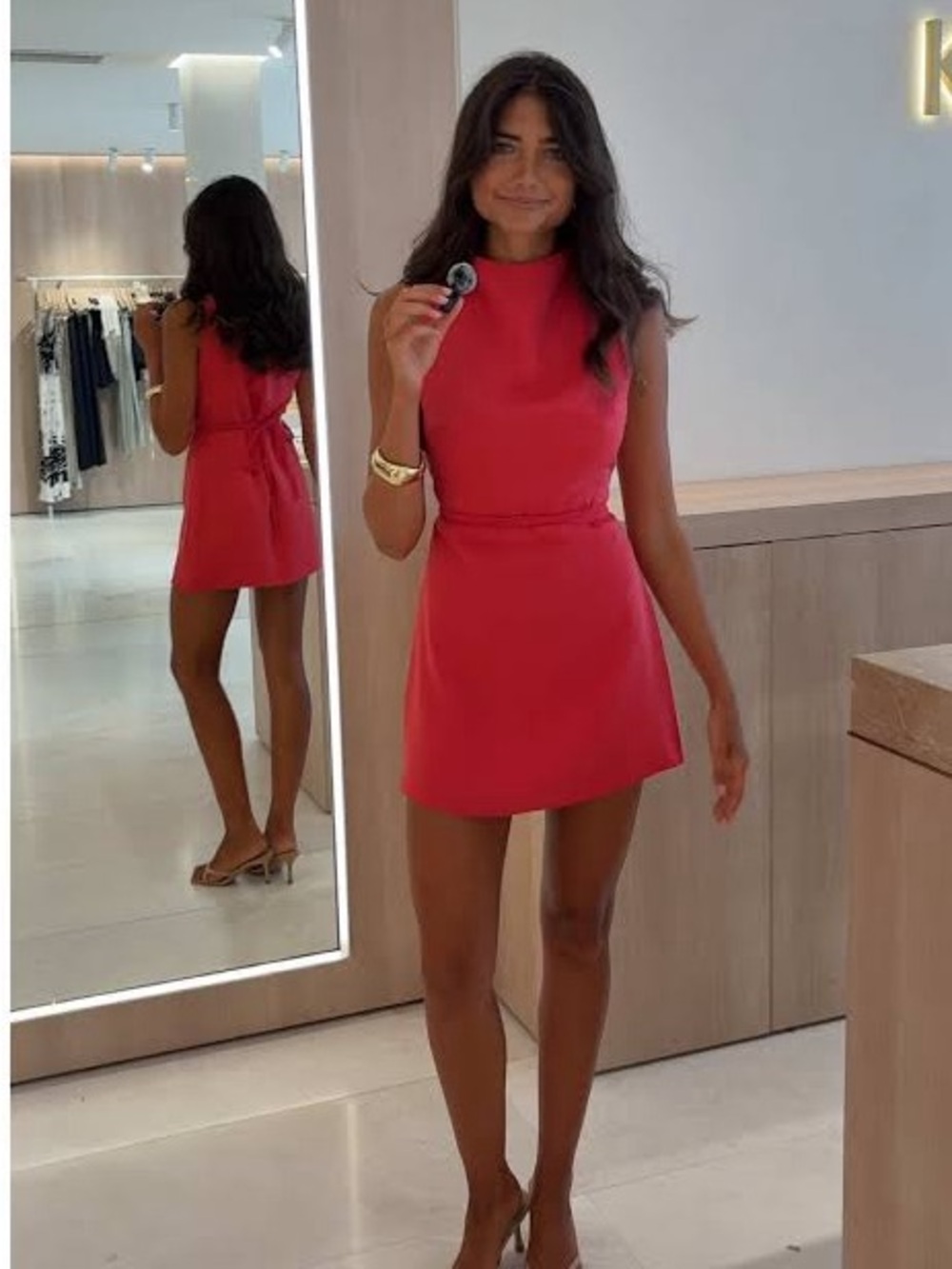 kookai maria cowl neck dress in ruby